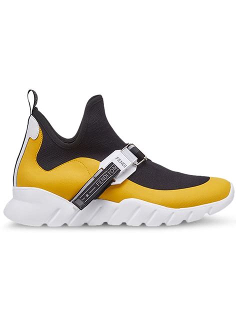 fendi knit sneakers black|Fendi sneakers black and yellow.